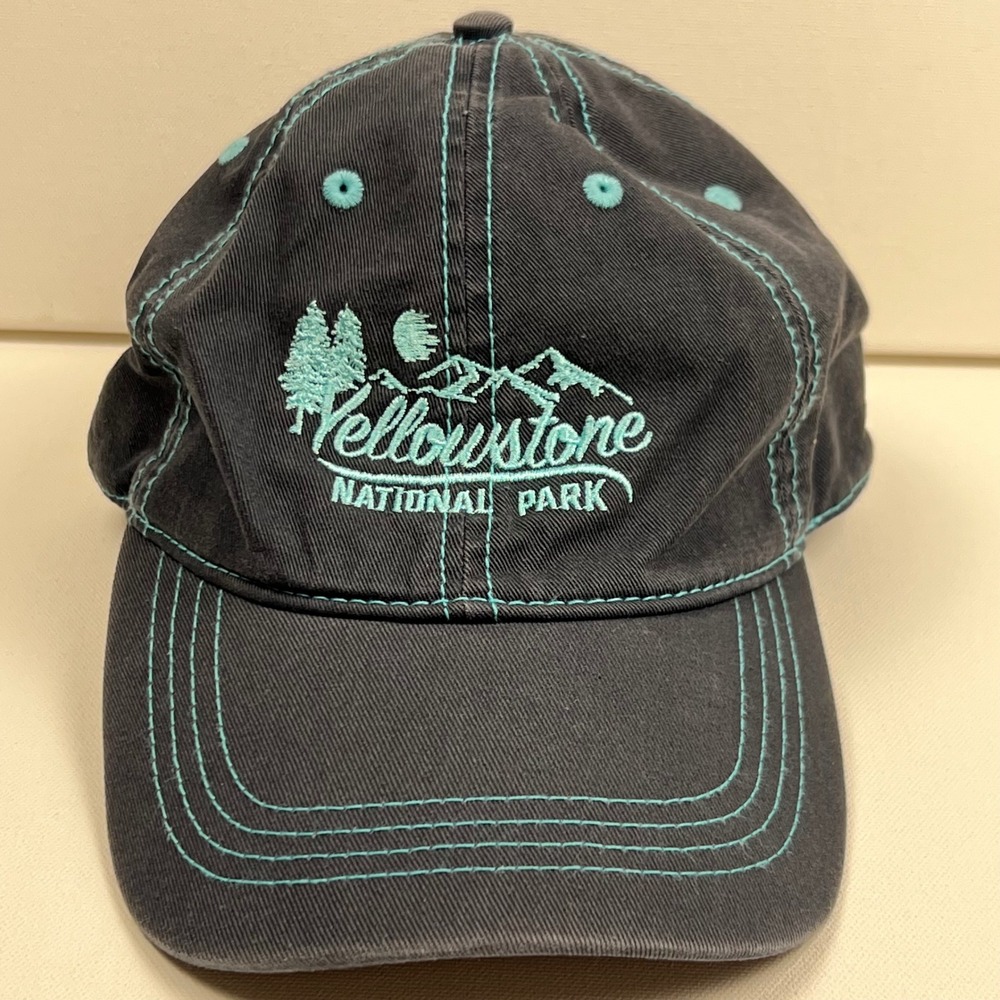 Prairie Mountain Yellowstone National Park Hat Gray Turquoise Contrast Cap